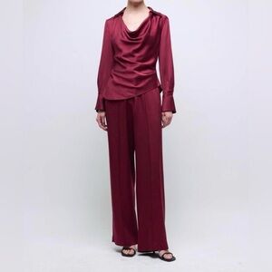 SIMKHAI Symone Satin Top - Cranberry
